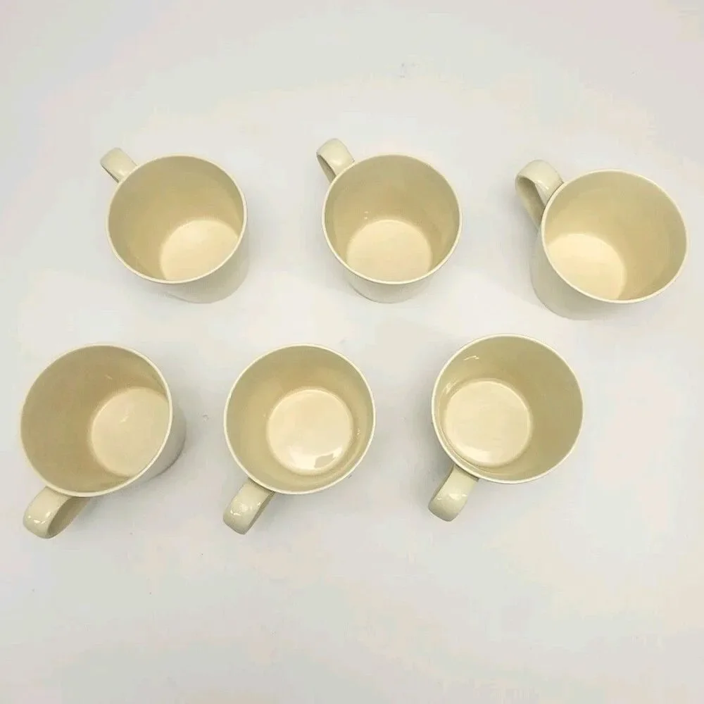 Crate & Barrel Coffee Mugs Set of 6 Ivory 3.25